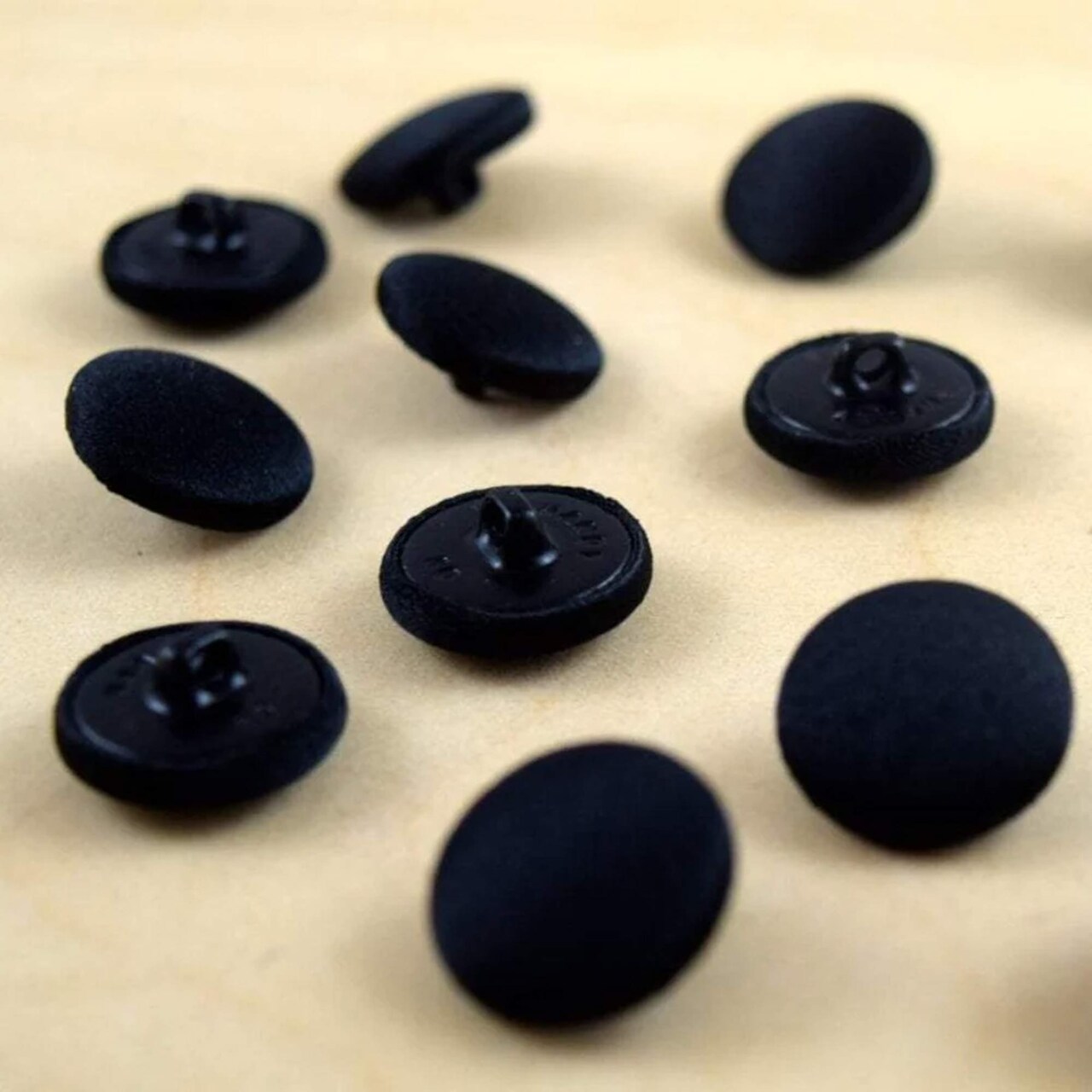 Black Satin Covered Buttons 10mm Shank Back Set of 12 for Tuxedo & Formal Wear